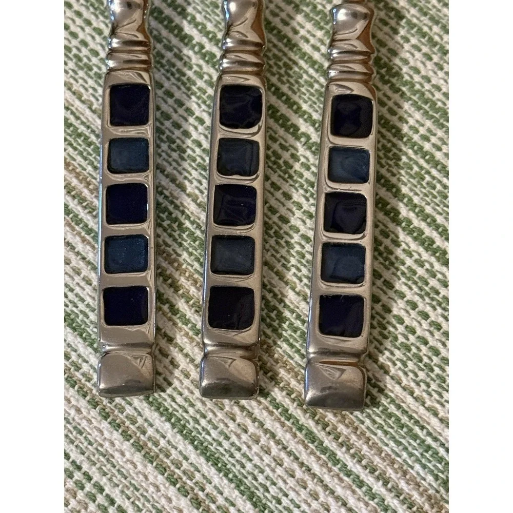 Vintage Heavyweight Geometric Blue Inlay Cocktail & Charcuterie Set (7pcs)